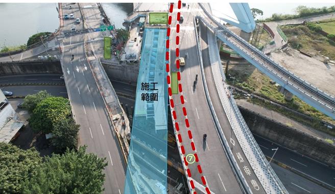 台北端B101L桥面版浇置施工范围细部位置图。（黄敬文翻摄）