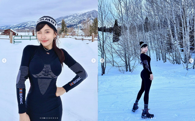 壯壯穿上超貼身滑雪裝身材全現形。（圖／摘自壯壯Instagram）