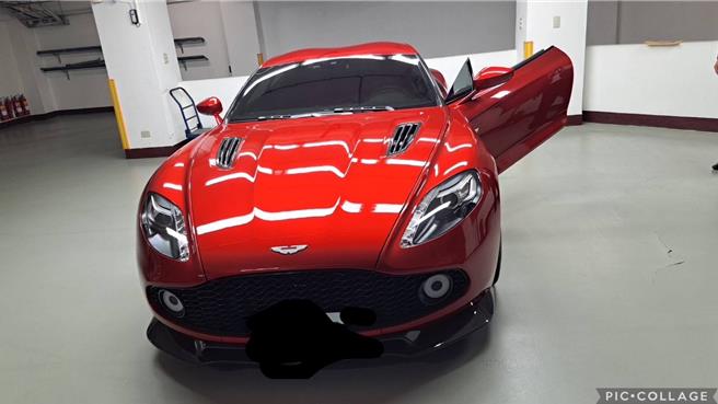 台中商业银行负责人王贵锋掏空银行10亿过奢靡生活，指定要租购全球限量99辆、价值3000多万的奥斯顿．马丁Vanquish ZAGATO。（新北市刑大提供）