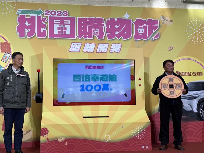 为期5个月的2023桃园购物节，总登录金额超过40亿，其中1万元以下的发票数高达6成，1日抽出6辆汽车等逾300项奖品。(蔡依珍摄)