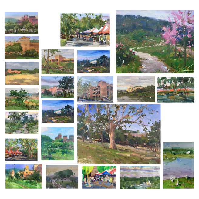 綦宗涵以玄大校园为景的创作。 (照片/玄奘大学提供)