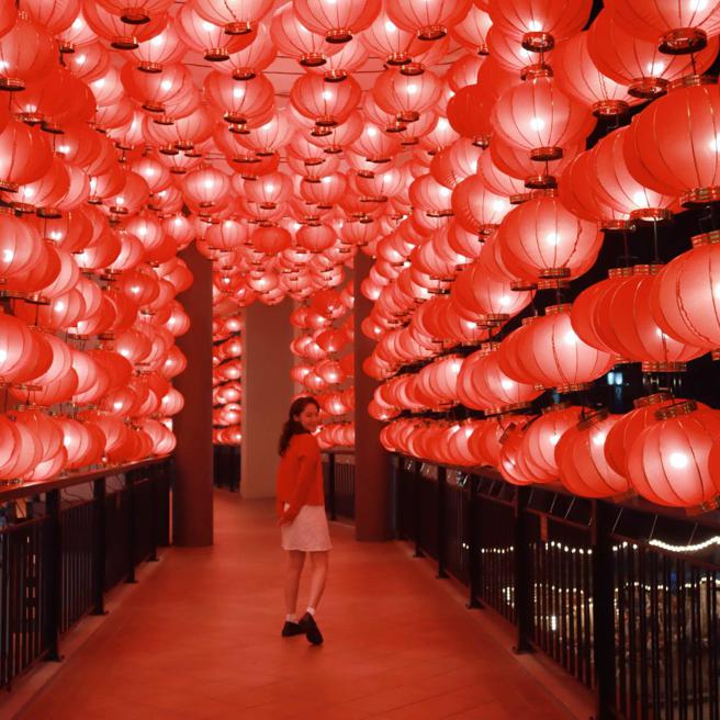 SKM Park Outlets高雄草衙走春景点－好运高升祈愿天灯。（SKM Park Outlets提供）