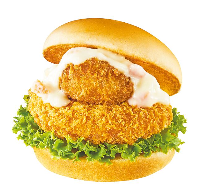 摩斯漢堡「漁人蝦貝雙鮮堡」限量上市；另2月9日前完成指定活動送「航海王紅包袋」。（摩斯漢堡提供）