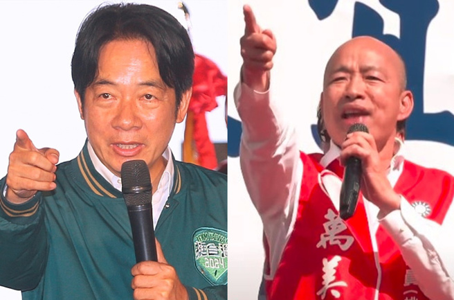 賴清德(左)若堅持台獨論調，拒絕搞好兩岸關係，與韓國瑜(右)領軍的藍營朝野對立，氛圍恐會比2000年陳水扁與王金平的合作氛圍慘烈很多。（合成圖／杜宜諳攝、取自中時YT直播）