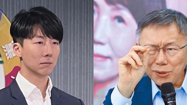 為喬立院法長一事，民進黨發言人吳崢（左）槓上民眾黨主席柯文哲（右）。（合成圖／中時資料照）