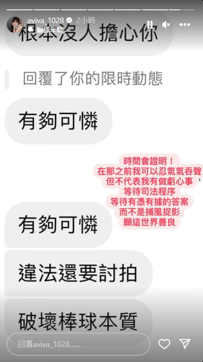 李恩菲反击酸民。（图／IG@aviva_1028）