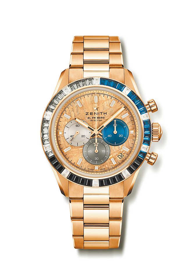ZENITH Chronomaster Sport Precious珠寶表，K金鑲鑽，329萬7300元。（ZENITH提供）