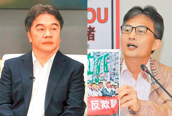 王必勝(左)質疑台中市衛生局為什麼急著發布新聞，蘇偉碩(右)直批他比較適任業者代言人。（合成圖／示意圖／資料照）
