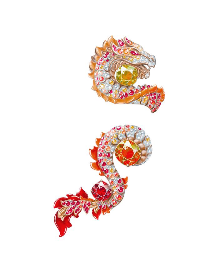 伯爵甲辰龍年頂級珠寶玫瑰金彩寶胸針。（PIAGET提供）