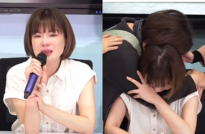 陈沂跟妈妈在记者会结束后拥抱痛哭。（图／翻摄自中时新闻网 Youtube）