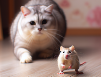 「貓追老鼠」已成歷史？大肥鼠「愛玩轉圈圈」 3貓嚇壞全逃了