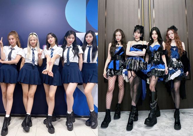ITZY(左)、aespa等女团成员被大陆粉丝要求跳「掐脖舞」引发讨论。（图／ITZY、aespa推特）