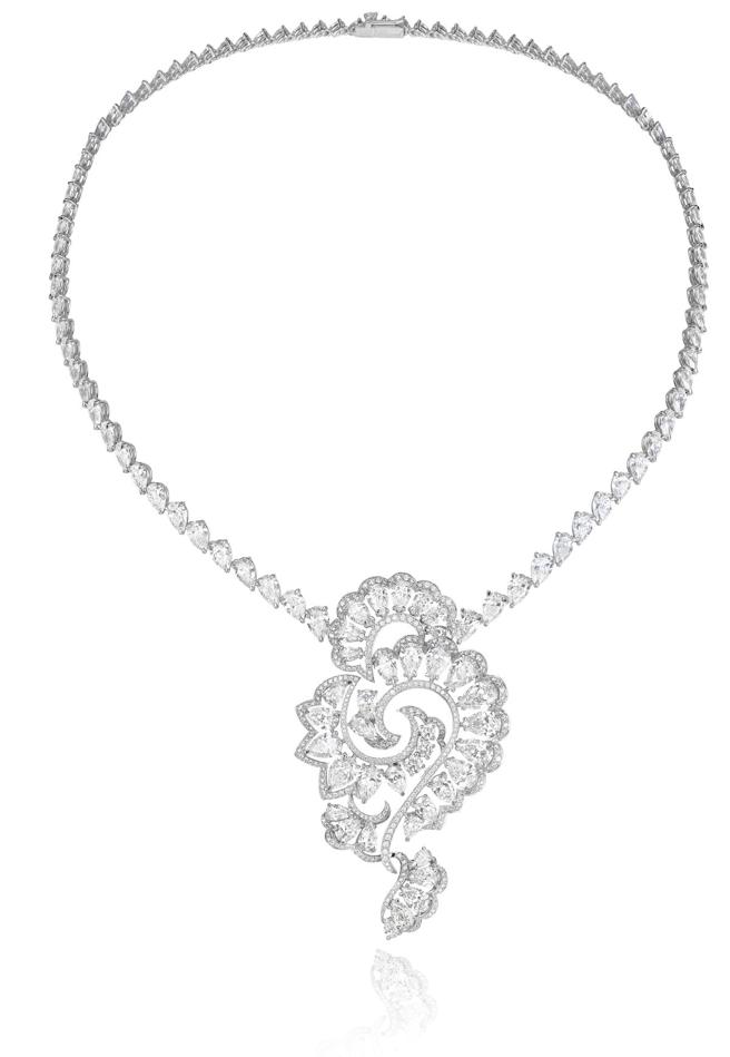 蕭邦Precious Lace系列鑽石項鍊，約1086萬6000元。（CHOPARD提供）