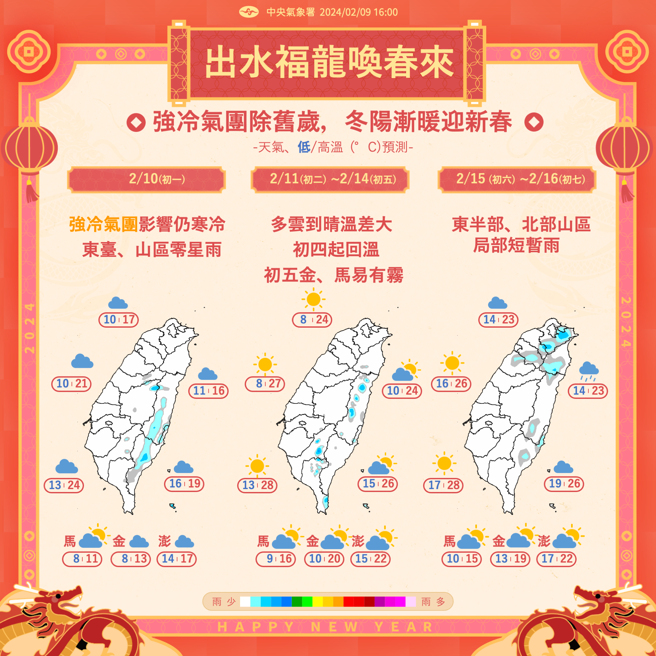 初四起回溫，陽光露臉。(圖／氣象署)