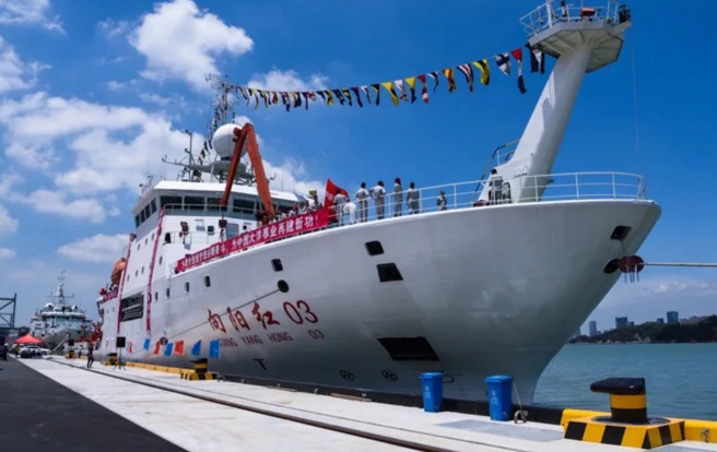 中國大陸的科考船「向陽紅03」號日前靠泊印度洋島國馬爾地夫，此舉也牽動了印度、中國大陸、馬爾地夫三國的敏感神經。（新華社）