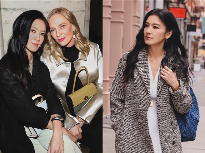 林熙蕾紐約參與時裝秀同框鄔瑪舒曼。（喜鵲娛樂提供）