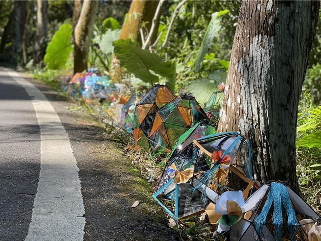 2024埔里森林逐燈祭會場位於地母廟與天旨宮中心路口的哲學之路，全程約1.5公里，白天、夜晚各有不同氛圍。（楊靜茹攝）