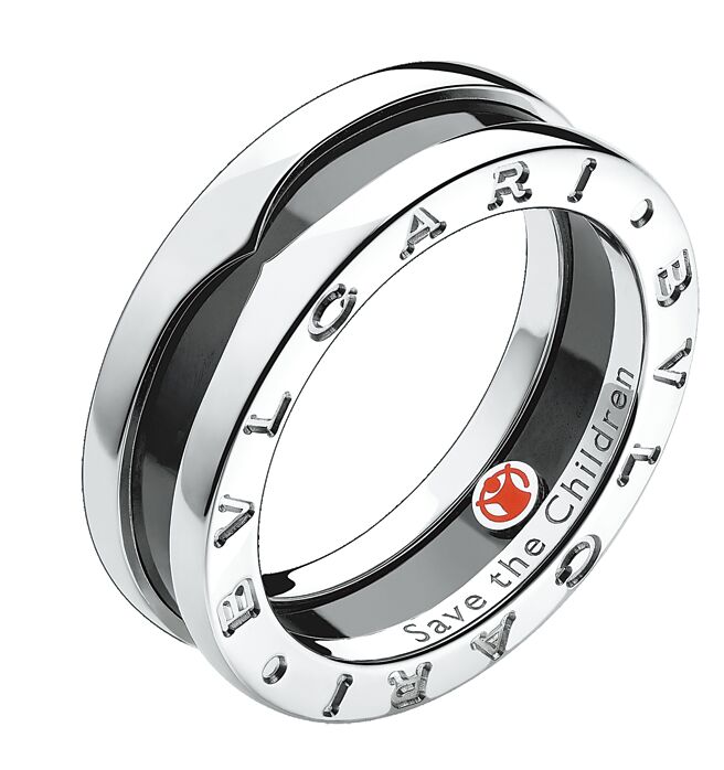 BVLGARI Save The Children慈善系列B.zero1純銀黑陶瓷戒指，參考售價約1萬8000元。（寶格麗提供）