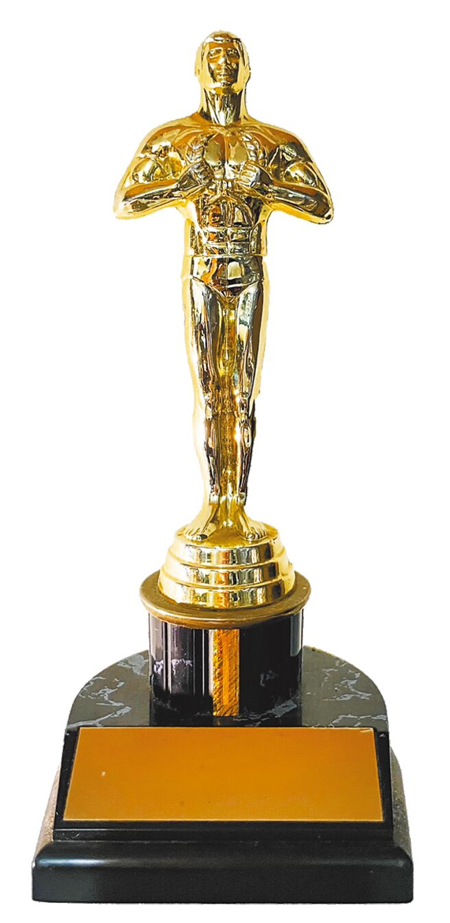 好萊塢大道奧斯卡小金人雕像獎座紀念品。（古明弘攝）