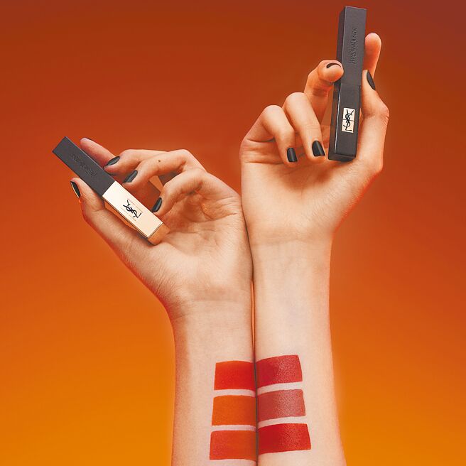 YSL全新煙管脣膏採用烈焰美拉德色選，左起#37、#38、#2024；右起#319、#320、#321。（YSL提供）