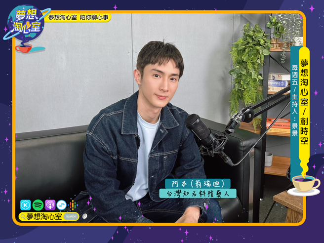 梦想淘心室2月16号【创时空】邀请台湾知名斜杠艺人阿本(翁瑞迪)至节目中作客。(照片/梦想淘心室提供)