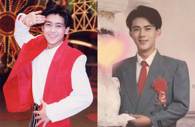 网友晒出爸爸29年前的照片（右）表示长得很像歌手林志颖（左）。 (图／陈素贞摄、人民网 微博)