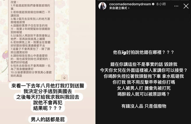 林千又曾被打到送医后又心软復合。（图／取自林千又IG）