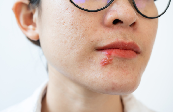 人类一旦感染唇疱疹病毒，病毒终其一生都会潜伏体内，在免疫力较弱的时候可能会冒出疱疹。（图：shutterstock／达志）