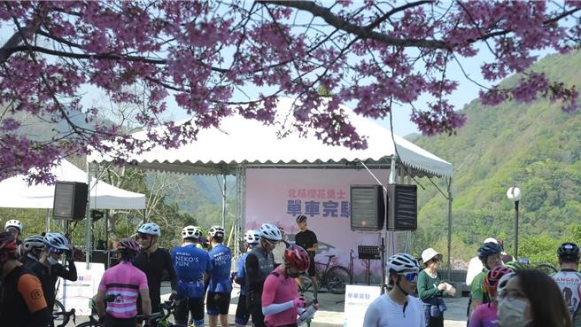 桃園市觀旅局探索北橫櫻花勇士單車完騎認證，每年吸引大批自行車愛好者參與挑戰。（觀旅局提供／蔡明亘桃園傳真）