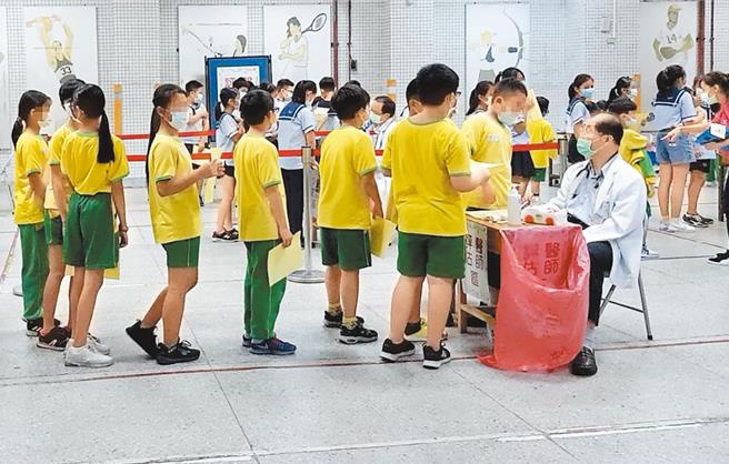 國內5到11歲、12到17歲新冠XBB疫苗接種率僅4％。疾管署已請全國各縣市著手調查學校接種意願，希望3月底前完成入校接種。校園接種疫苗示意圖。（本報資料照片）