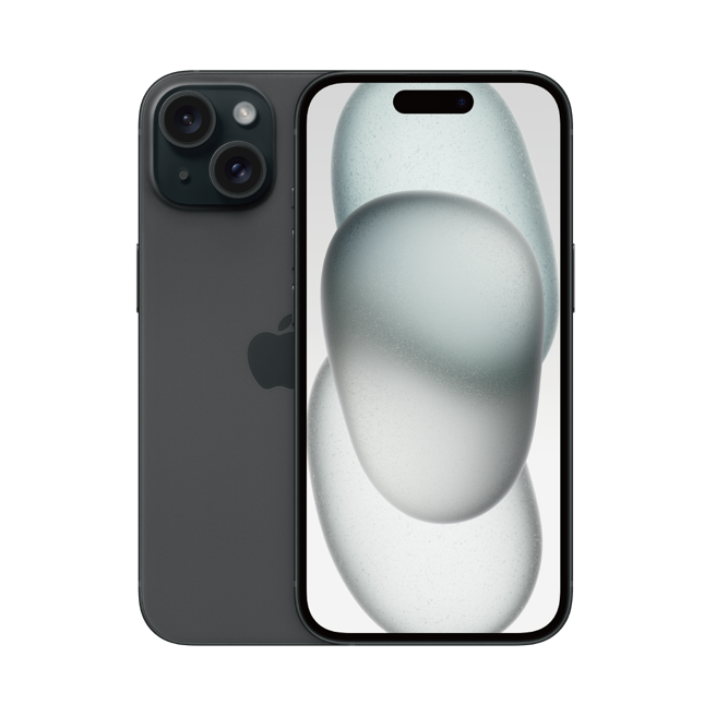 iPhone 15 128G 黑色，促銷價2萬8177；送市價1280元保護貼。（燦坤提供／古明弘台北傳真）