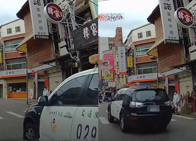 有駕駛成功舉發7輛不禮讓行人車輛，沒想到第1輛被舉發的就是「交通隊警車」。（ 圖／ 翻攝自「WoWtchout-地圖型行車影像分享平台」）