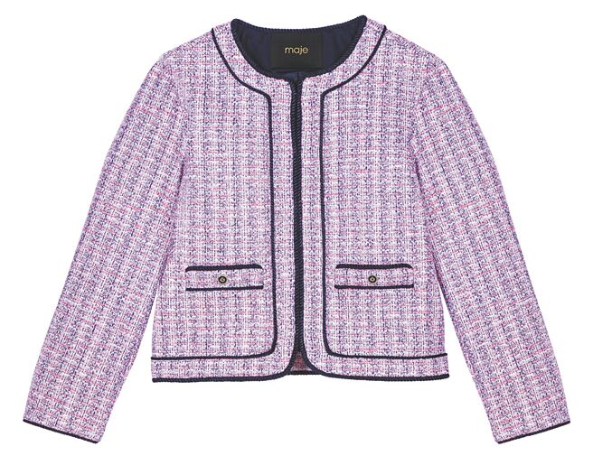 maje毛呢拼色开襟外套，1万4290元。（maje提供）