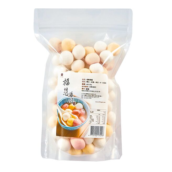 家樂福十方苑小湯圓糯米、紅麴、南瓜口味，100元。（家樂福提供）