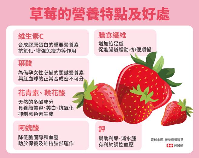 草莓的营养特点及好处(制图/中时新闻网)