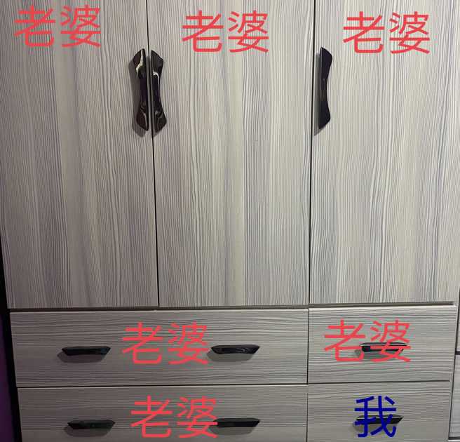 一名网友分享家中衣橱空间的使用方式，引起人夫们共鸣。（图／翻摄自脸书「爆废公社」）