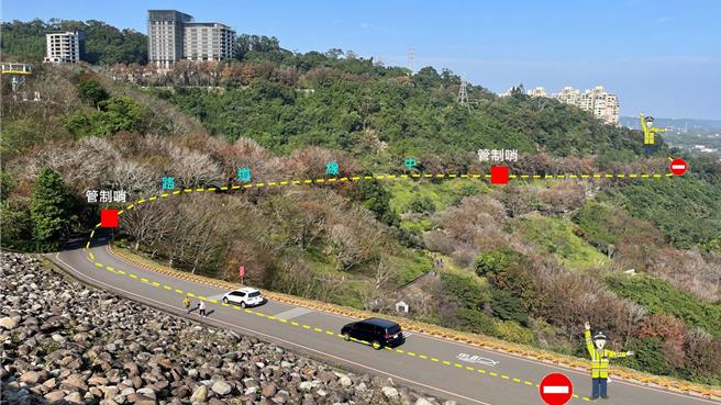 石门水库中线道路管制示意图。（北水分署提供／蔡明亘桃园传真）