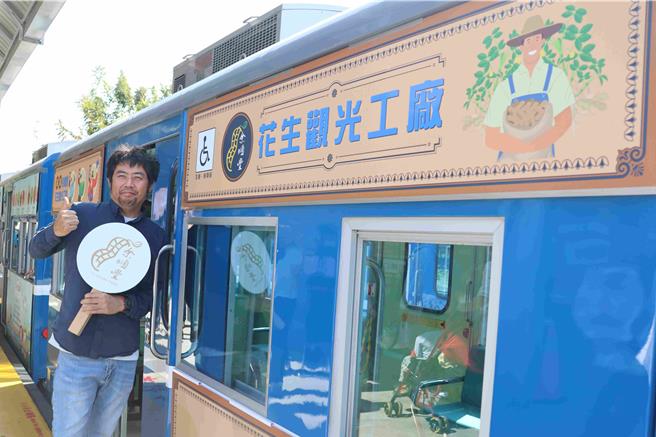 24日台糖云嘉区处与大嘉义观光工厂协会在蒜头糖厂五分车车站办记者会，宣布要异业合作拚观光，让16家观光工厂承租五分车体进行移动式宣传。（吕妍庭摄）