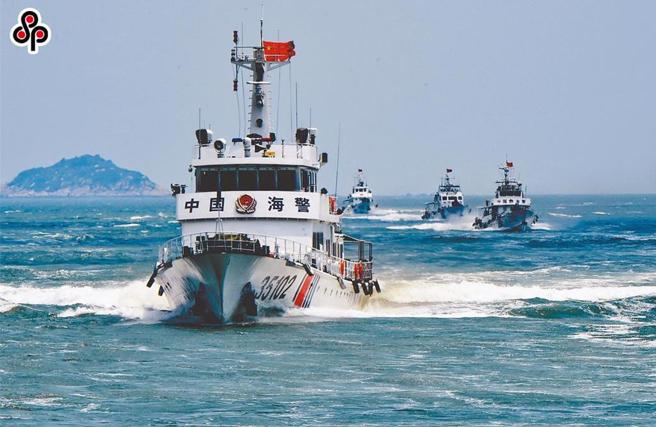 大陸海警局25日下午發布訊息指出，福建海警組織艦艇編隊在金門附近海域展開執法巡查。（示意圖，本報資料照片）