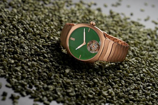 亨利慕時疾速者陀飛輪懷俄明玉石腕表，437萬元。（H. Moser &amp; Cie.提供）