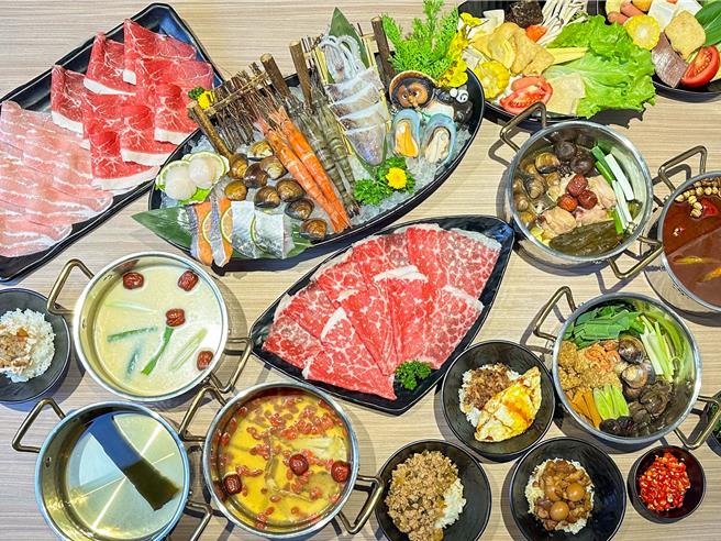 「肉之间」主打从汤底到主餐、配料，通通自选搭配，加上欢乐吧无限供应，最低420元起，即可畅享丰盛美馔。(肉之间．大盘肉幸福锅物提供)