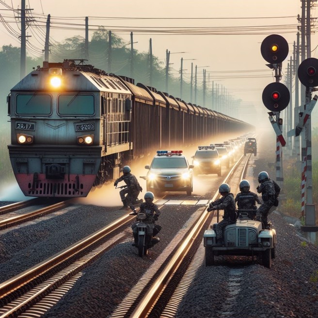 印度一辆无人驾驶的列车，狂飙84公里后才被拦下。（AI生成图）