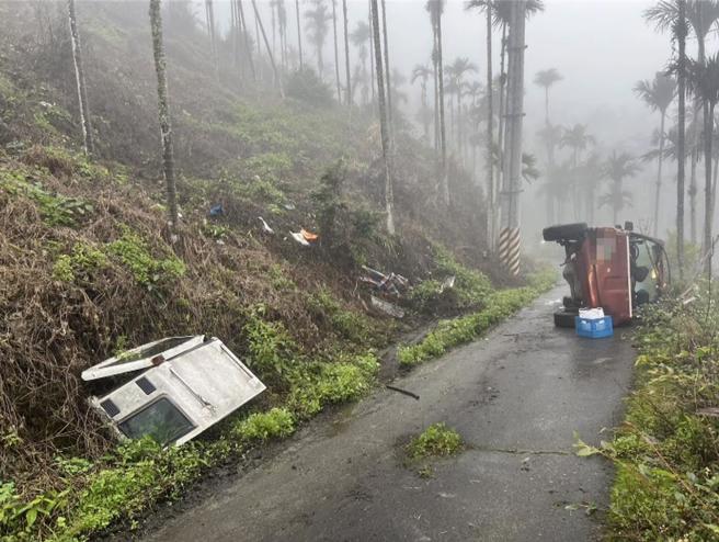 車輛翻覆事故地點位於台東縣卑南鄉利嘉林道10.5公里處。（讀者提供／蕭嘉蕙台東傳真）