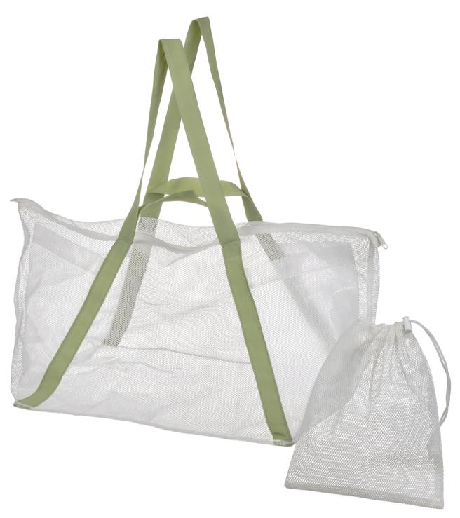 DAJLIEN购物袋能当健身包使用，透气网眼材质能安心放入运动后的湿衣物也不怕闷臭，199元。