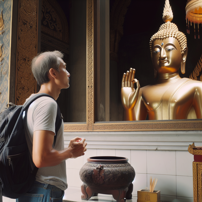 小偷進入寺廟偷功德箱內的香油錢，遭逮竟狡辯「是借非偷」。（圖／AI生成）