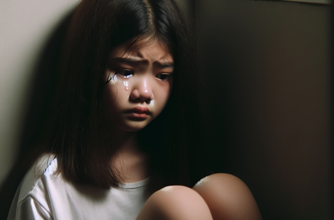 林男骗9岁女童到顶楼看风景，趁机强制猥亵、指侵得逞。（AI生成图）