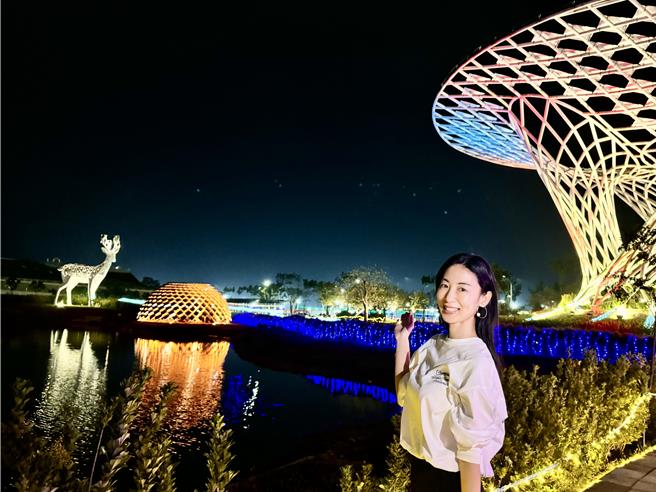 大久保麻梨子到台南参观灯会。（日本女星大久保麻梨子提供）