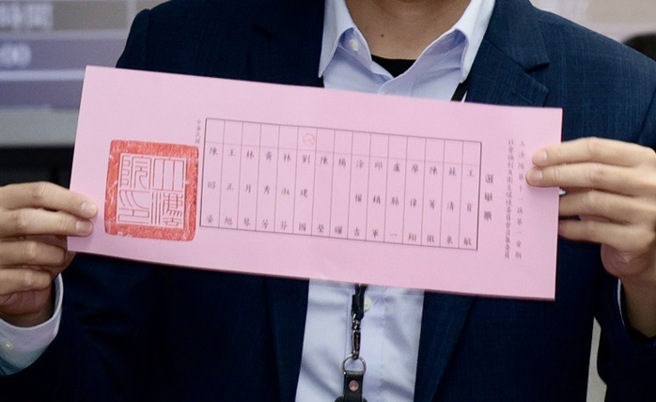 刘建国在今天召委投票时投给自己。（郭吉铨摄）