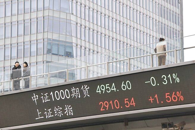 大陆「国家队」大举入市护盘，已收到短期效果。图为上证指数龙年首个交易日收红。（中新社）