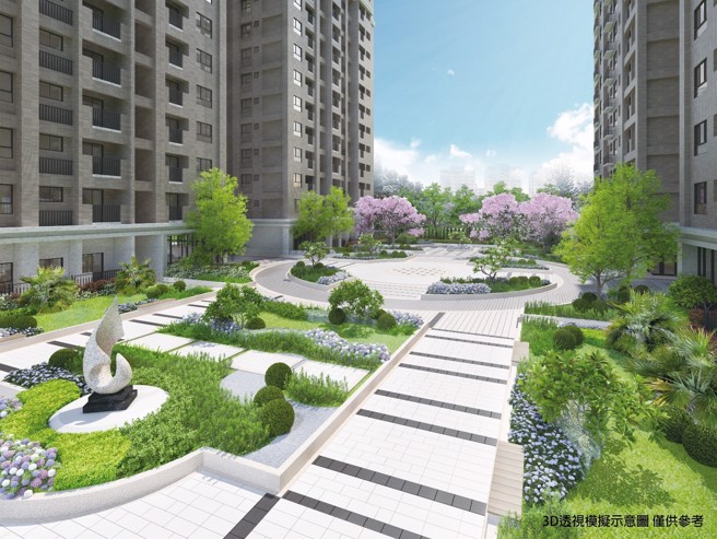 秉和建设在新竹县新丰区域推出「心丰花园」建案，每坪开价仅约竹北一半。图为3D示意图（业者提供）